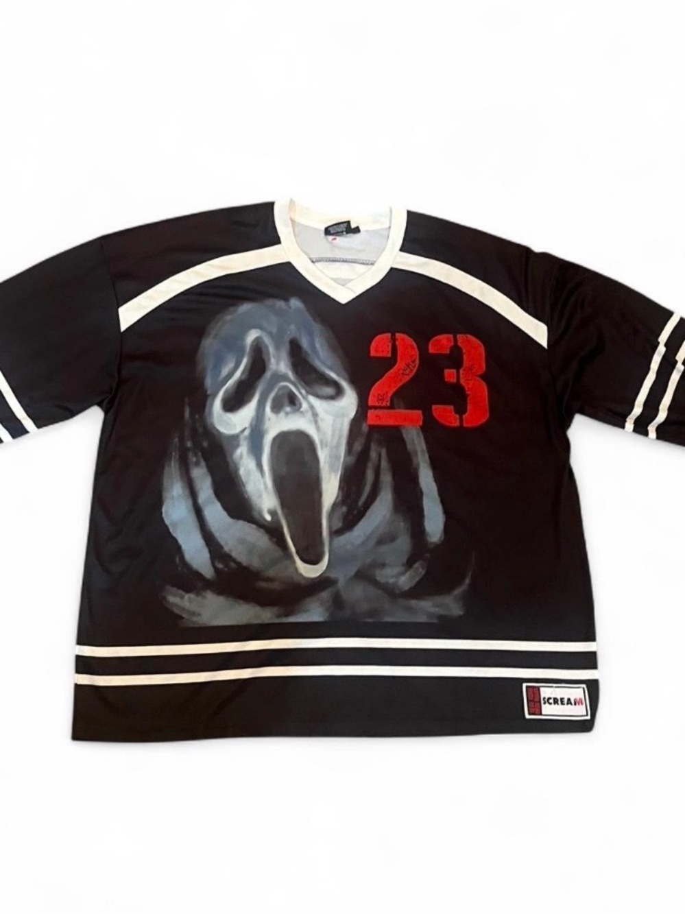 Black Hockey Jersey with Red 23